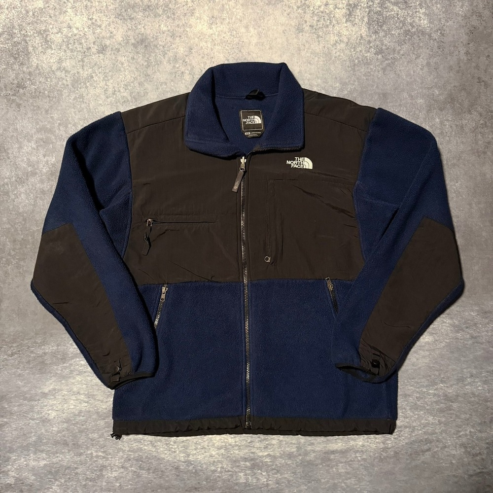 The North Face Denali Fleece Jacket Mens Medium M Navy Blue Black Full Zip Coat